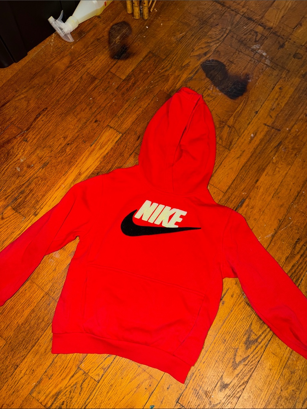Nike Red Hoodie with Yellow Logo Men's Crewneck Pullover